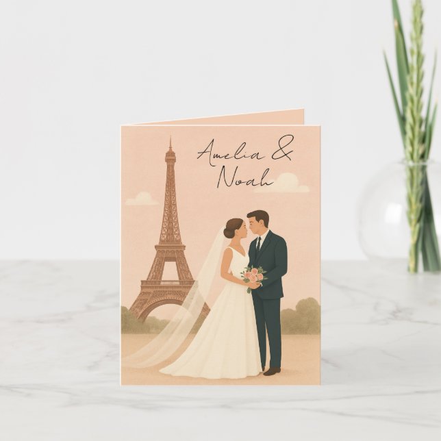 Convite Paris Wedding Invitation | Elegant Eiffel Tower  (Frente)