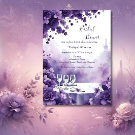 Convite Paris Whimical & chá de panela Floral Purple