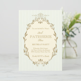 Convite Parisian Patisserie French Vintage Style Birthday