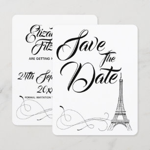 Convite Parisiense Doodles Casamento Save The Date