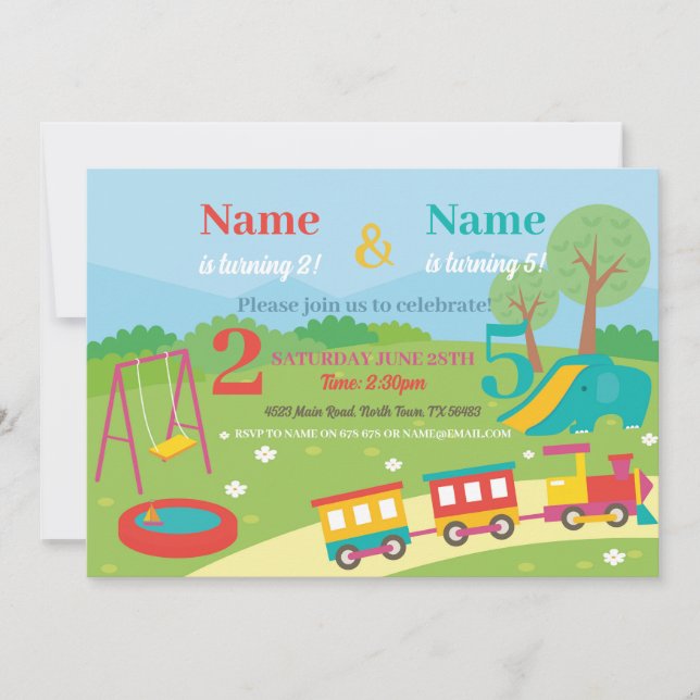 Convite Park Birthday Kids Meninas Meninos Qualquer Festa  (Frente)