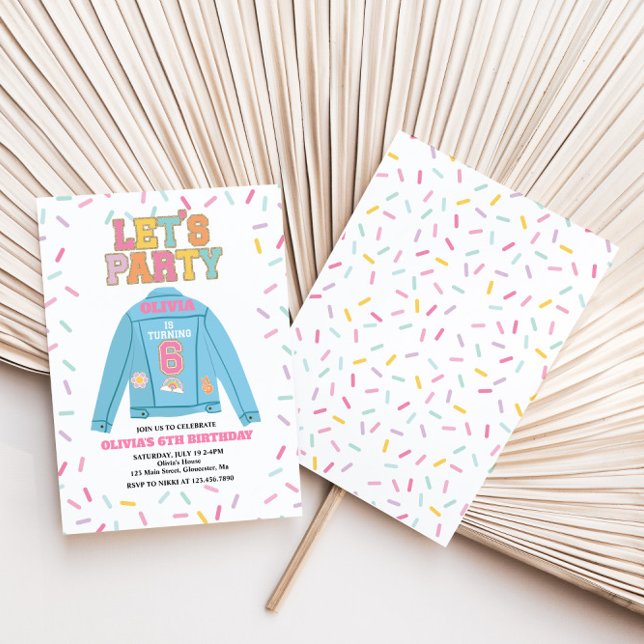 Convite Parppy Patch jean jaqueta 6 Birthday (Criador carregado)