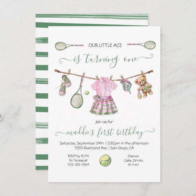 Convite Parppy Tênis Girl Birthday virando um (Frente/Verso)