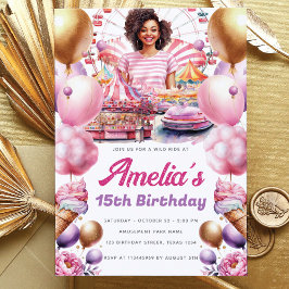 Convite Parque Africano de Amusement de Aniversário Americ