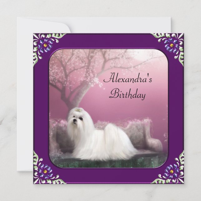 Convite Parque de Cerejeiras e Maltês Quadro Roxo (Frente)