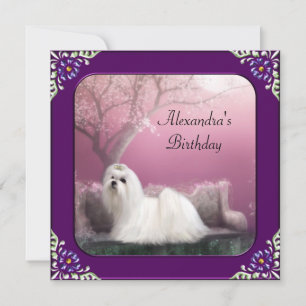 Convite Parque de Cerejeiras e Maltês Quadro Roxo