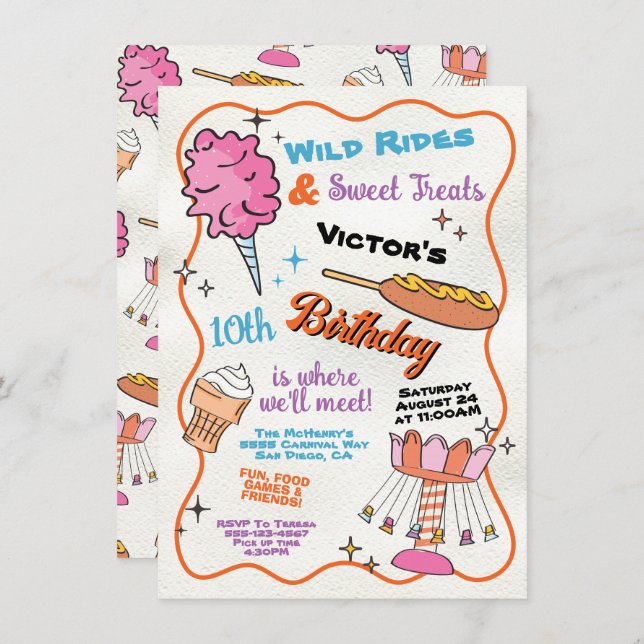 Convite Parque de diversões de feira de carnaval Circus An (Frente/Verso)