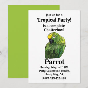 Convite Parrot Bird Chatterbox, Festa Tropical Engraçada