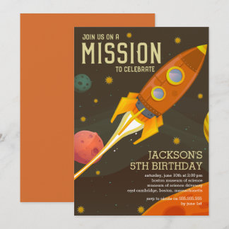 Convite Parte Aniversário de criança da Missão Espacial Re