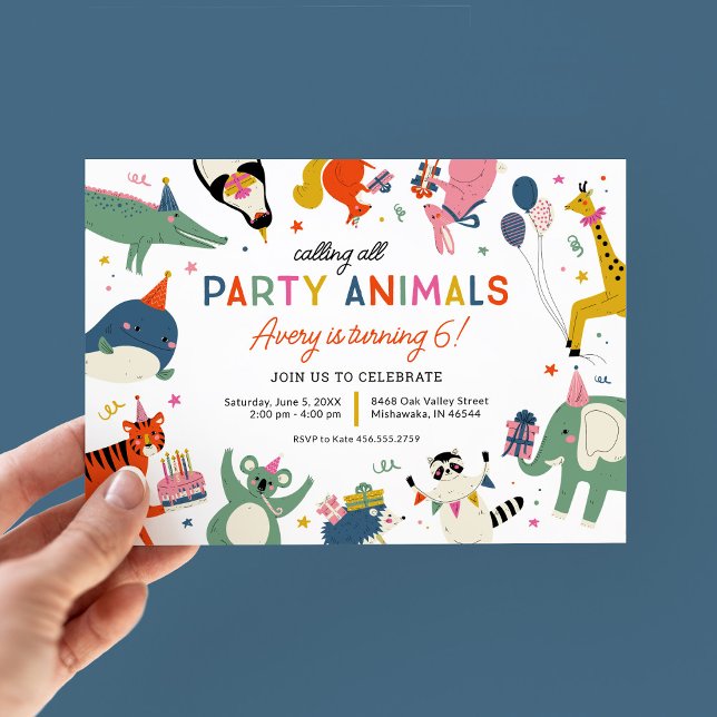 Convite Parte Aniversário de criança de Animais da Parte (Criador carregado)