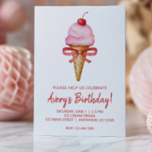 Parte Cone do Sorvete Rosa de Arco de Aquarela