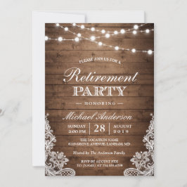 Convite Parte de aposentadoria | Luzes De Corda De Madeira