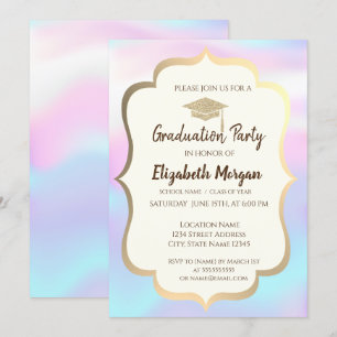 Convite Parte de Graduação Holográfica do Boné de form