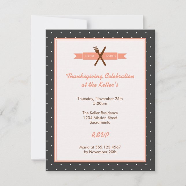 Convite Parte de janto do anfitrião de quadros do bolinhas (Frente)