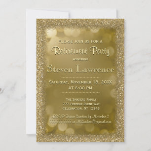 Convite Parte de Retimento Glitter Dourado Moderno