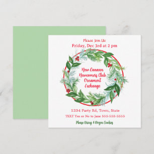 Convite Parte de Troca de Ornamento do Watercolor Xmas