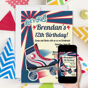 Convite Parte do Skate do cilindro de retro