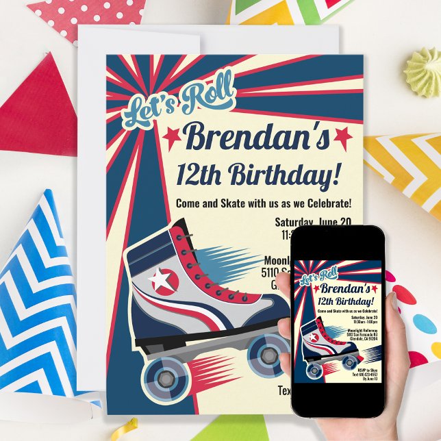 Convite Parte do Skate do cilindro de retro (Criador carregado)