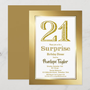 Convite Parte Dourada do Janto Surprise aniversário de 21