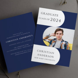 Convite Parte moderna do formando azul na moda