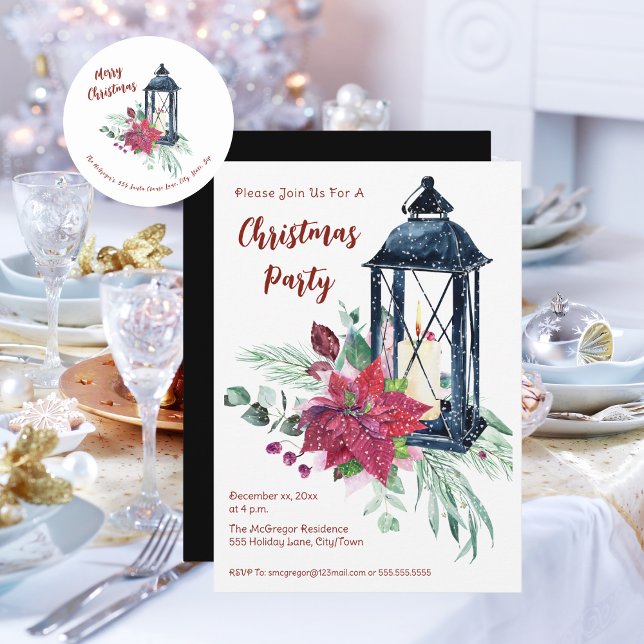 Convite Parte natais vintages (Festive Modern Christmas Party Invitation)