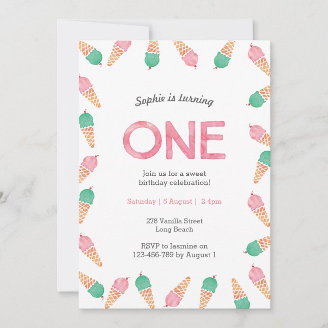 Convite Parte primeiro aniversario | SORVETE (Frente)
