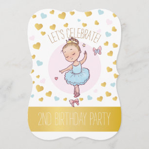 Convite Parte segundo aniversário  Princesa Ballerina em T