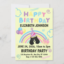 Convite Parti Poodle Birthday Invitation in Yellow