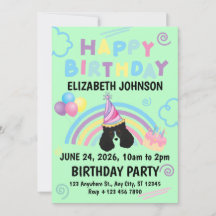 Parti Poodle Birthday Party Invitation Green