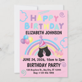 Convite Parti Poodle Birthday Party Invitation Pink
