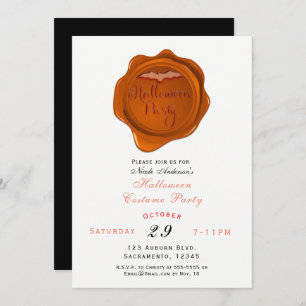 Convite Partido alaranjado do traje do Dia das Bruxas do