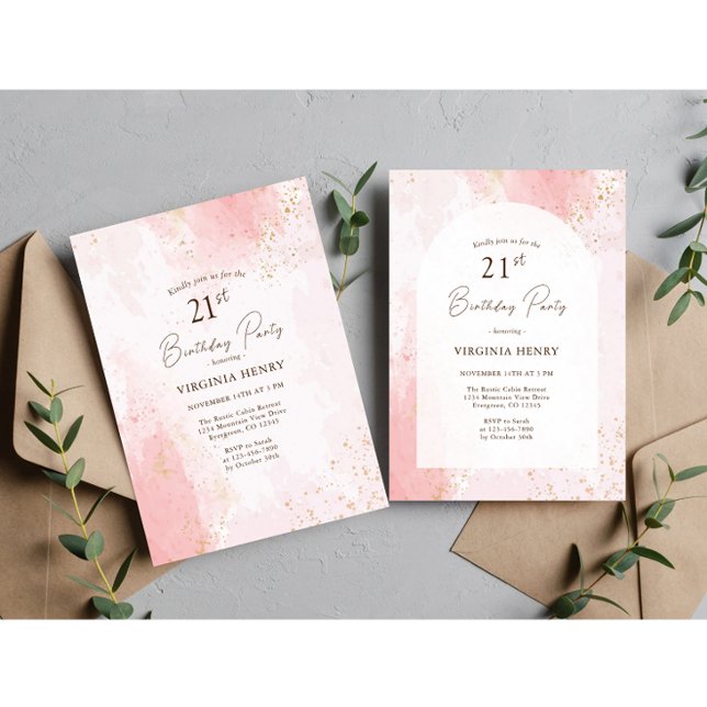 Convite Partido aniversário de 21 anos de Aquarela (Criador carregado)