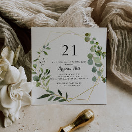 Convite Partido aniversário de 21 anos Verde Tropical Dour