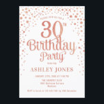 Convite Partido aniversário de 30 anos - Branco e Rosa Dou<br><div class="desc">Convite de festas aniversário de 30 anos. Design elegante em ouro branco,  cor-de-rosa e brilhante rosa. Possui fonte de script na moda e confetti. Envie-me uma mensagem se precisar de idade personalizada.</div>