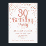 Convite Partido aniversário de 30 anos - Branco e Rosa Dou<br><div class="desc">Convite de festas aniversário de 30 anos. Design elegante em ouro branco,  cor-de-rosa e brilhante rosa. Possui fonte de script na moda e confetti. Envie-me uma mensagem se precisar de idade personalizada.</div>