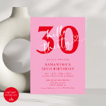 Convite Partido aniversário de 30 anos de Alô Vermelho Cor<br><div class="desc">Celebre seu marco com estilo usando nosso Convite de festas de aniversário de 30 anos de rosa Elegante moderno e vermelho! Com uma vibrante mistura de matizes rosa e vermelha, esse design chic e sofisticado captura perfeitamente o entusiasmo de virar 30. Com tipografia elegante e sotaques modernos, este convite dá...</div>