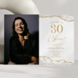 Convite Partido aniversário de 30 anos de Imagem Dourada B<br><div class="desc">Este é um Convite de festas de Foto de aniversário de 30 anos de Imagem Personalizada de Agate Dourado Elegante!</div>
