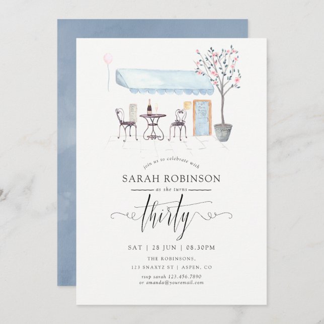Convite Partido aniversário de 30 anos de Paris Cafe Water (Frente/Verso)