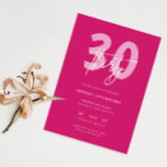 Convite Partido aniversário de 30 anos de Rosa Quente Mode<br><div class="desc">Este convite de festas de aniversário de 30 anos de tipografia minimalista é perfeito para uma festa de aniversário moderna. O simples design apresenta um texto branco clássico sobre fundo rosa-quente. Personalizável em qualquer cor. Mantenha o design mínimo e elegante, como está, ou personalize-o adicionando seus próprios gráficos e trabalhos...</div>