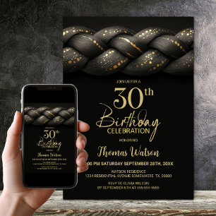 Convite Partido aniversário de 30 anos de Suporte Dourado