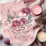 Convite Partido aniversário de 30 anos dos Cravos Elegante<br><div class="desc">Os antigos cravos cor-de-rosa,  mauve e burgundy são design do design floral do "Partido aniversário de 30 anos" com uma coroa floral de cravos de fosco branco.</div>