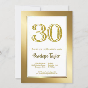 Convite Partido aniversário de 30 anos Dourado