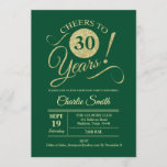 Convite Partido aniversário de 30 anos - Dourado Verde<br><div class="desc">Convite de festas aniversário de 30 anos em verde escura de esmeralda florestal com padrão de ouro falso brilhante. Apresenta a fonte do script de tipografia de tendência. Simples design moderno, perfeito para uma festa elegante. Até 30 anos! Pode ser personalizado em qualquer idade! Envie-me uma mensagem se precisar de...</div>