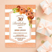 Partido aniversário de 30 anos Floral Laranja Stri