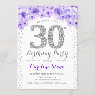 Convite Partido aniversário de 30 anos - Prata Branca - R