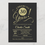 Convite Partido aniversário de 30 anos - Quadro Dourado<br><div class="desc">Convite de festas aniversário de 30 anos em ouro falso brilhante e padrão preto do quadro negro. Simples design moderno,  perfeito para uma festa elegante. Até 30 anos! Pode ser personalizado em qualquer idade! Envie-me uma mensagem se precisar de mais personalização.</div>