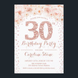 Convite Partido aniversário de 30 anos - Rosa Branca Doura<br><div class="desc">design Elegante do Convite de festas aniversário de 30 anos em ouro rosa e branco falso brilhante.</div>