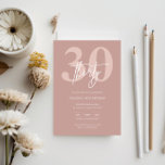 Convite Partido aniversário de 30 anos Rosa Moderno Minima<br><div class="desc">Este convite de festas de aniversário de 30 anos de tipografia minimalista é perfeito para uma festa de aniversário moderna. O design simples apresenta um texto branco clássico em fundo rosa. Personalizável em qualquer cor. Mantenha o design mínimo e elegante, como está, ou personalize-o adicionando seus próprios gráficos e trabalhos...</div>