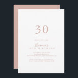 Convite Partido aniversário de 30 anos Simples e Dourado<br><div class="desc">Este convite de festas rosa de ouro simples e minimalista é perfeito para uma festa de aniversário moderna. O design simples e elegante apresenta a tipografia de script clássico e de rico em rosa-ouro.</div>