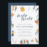 Convite Partido aniversário de 30 anos Sujo 30<br><div class="desc">Celebre uma aniversário de 30 anos com este convite de festas "sujo trinta". Personalizado com os detalhes do seu partido e invertido para coordenar o azul no verso.</div>